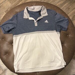 Adidas Men's Blue and White Polo Shirt